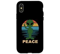 Funny Alien Peace Sign Anti Guerra Amor Paz En La Tierra Carcasa para iPhone X/XS