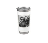Funny Alien Selfie con Bigfoot | Rock On & Rock Hand Sign Vaso térmico de acero inoxidable de doble pared