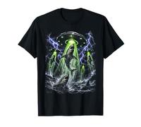 Funny Alien Shark Abduction UFO Great White Graphic Camiseta