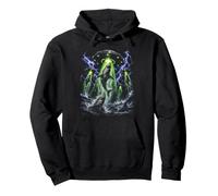 Funny Alien Shark Abduction UFO Great White Graphic Sudadera con Capucha