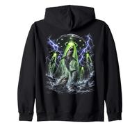 Funny Alien Shark Abduction UFO Great White Graphic Sudadera con Capucha
