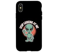 Funny Alien Stop Looking at Me for Space Broma de Humor Carcasa para iPhone X/XS