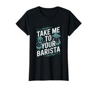 Funny Alien UFO Abduction Coffee - Llévame a tu Barista Camiseta gráfica económica, Mujer, Negro, L