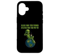 Funny Alien Vibing on Earth UFO Meme Hombres Mujeres Niños Carcasa para iPhone 16