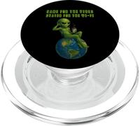Funny Alien Vibing on Earth UFO Meme Hombres Mujeres Niños PopSockets PopGrip para MagSafe