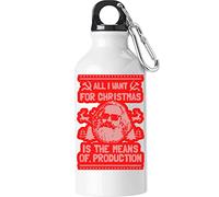 Funny All I Want for Christmas is The Means of Production - Botella de agua turística de Karl Marx, color blanco, White, 500 ml