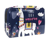 Funny Alpaca I Choose to Be a Unicorn - Neceser de viaje para mujer, bolsa de aseo grande de PVC para maquillaje, práctica bolsa organizadora con cremallera, multicolor, 18.5x7.5x13cm/7.3x3x5.1in,