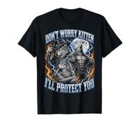 Funny Alpha Wolf Meme Don't Worry Kitten I'Ll Protect You Camiseta