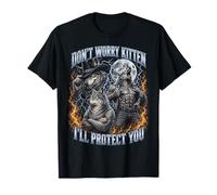 Funny Alpha Wolf Meme Don't Worry Kitten I'Ll Protect You Camiseta