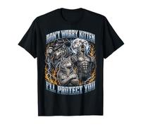 Funny Alpha Wolf Meme Don't Worry Kitten I'Ll Protect You Camiseta