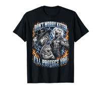Funny Alpha Wolf Meme Don't Worry Kitten I'Ll Protect You Camiseta