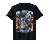 Funny Alpha Wolf Meme Don't Worry Kitten I'Ll Protect You Camiseta