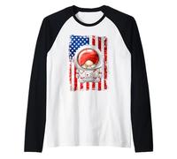 Funny American Flag Themed Grumpy GNOME For Men Space Lovers Camiseta Manga Raglan