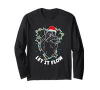 Funny Anatomy Heart Cardiac Nurse Santa Hat Xmas Manga Larga