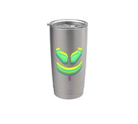 Funny and Cute Malva 3D SmilingFace Amarillo|Turquesa Vaso térmico de acero inoxidable de doble pared