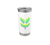 Funny and Cute Malva 3D SmilingFace Amarillo|Turquesa Vaso térmico de acero inoxidable de doble pared