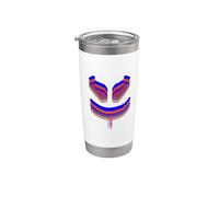 Funny and Cute Malva 3D SmilingFace Azul|Naranja Vaso térmico de acero inoxidable de doble pared