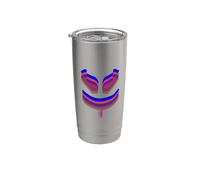 Funny and Cute Malva 3D SmilingFace Azul|Naranja Vaso térmico de acero inoxidable de doble pared