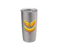 Funny and Cute Malva 3D SmilingFace Naranja|Amarillo Vaso térmico de acero inoxidable de doble pared