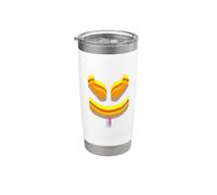 Funny and Cute Malva 3D SmilingFace Naranja|Amarillo Vaso térmico de acero inoxidable de doble pared