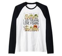 Funny Angler Gnomes Graphic For Fisherman Who Loves Fishing Camiseta Manga Raglan