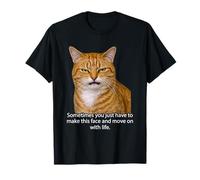 Funny Angry Annoyed Cat Face Meme Unimpressed Orange Cat Pun Camiseta