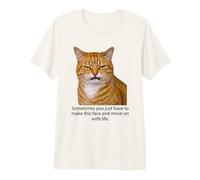 Funny Angry Annoyed Cat Face Meme Unimpressed Orange Cat Pun Camiseta Premium