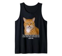 Funny Angry Annoyed Cat Face Meme Unimpressed Orange Cat Pun Camiseta sin Mangas