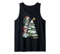 Funny Angry Snowmen Topper Stack Decorating Christmas Tree Camiseta sin Mangas