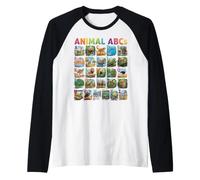 Funny Animal Alphabet A-Z ABCs Learning Letters for Kids Camiseta Manga Raglan