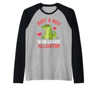 Funny Animal Crocodile, Just a Boy Who Loves Alligator Camiseta Manga Raglan