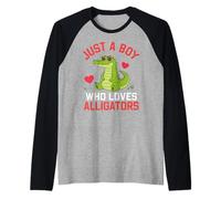 Funny Animal Crocodile, Just a Boy Who Loves Alligators Camiseta Manga Raglan
