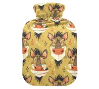 Funny Animal Faces - Botellas de agua caliente con cubierta suave, bolsa de agua de 2 L para dolor muscular