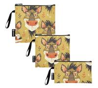 Funny Animal Faces - Paquete de 3 bolsas reutilizables de viaje para aperitivos, bolsa de pañales impermeable, organización para picnic, trabajo, viajes, oficina