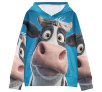 Funny Animal Head - Sudadera de manga larga para niños y niñas, talla 4-14, Funny Animal Head Cow, XX-Large