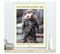 Funny animals in gothic style (High Quality Premium Wall Calendar 2026 DIN A2 portrait),CALVENDO 12 Month Wall Calendar: A must for all members of the gothic scene with a sense of humor