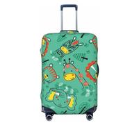 Funny Animals in Jungle - Fundas de equipaje de viaje - Fundas elásticas para maletas protectoras para equipaje de 18 a 32 pulgadas, Negro -, Mediano