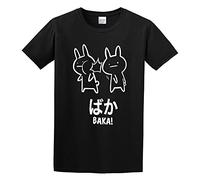 Funny Anime Baka Rabbit Slap Baka Japanese Novelty Cool Graphic tee Unisex 100% Cotton T-Shirts Black XXXL