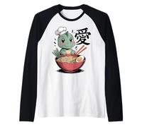 Funny Anime Ramen Noodles Kawaii Dinosaur Camiseta Manga Raglan