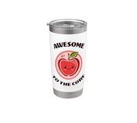 Funny Apple Awesome To The Core Cute Kawaii Fruit Food Juego de palabras Vaso térmico de acero inoxidable de doble pared