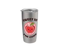 Funny Apple Sweet To The Core Lindo Kawaii Fruta Comida Juego de palabras Vaso térmico de acero inoxidable de doble pared