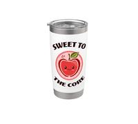 Funny Apple Sweet To The Core Lindo Kawaii Fruta Comida Juego de palabras Vaso térmico de acero inoxidable de doble pared