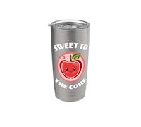 Funny Apple Sweet To The Core Lindo Kawaii Fruta Comida Juego de palabras Vaso térmico de acero inoxidable de doble pared