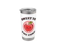 Funny Apple Sweet To The Core Lindo Kawaii Fruta Comida Juego de palabras Vaso térmico de acero inoxidable de doble pared