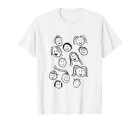 Funny Artsy Linocut Kids Faces, Lindo Sonriendo riendo Camiseta gráfica económica