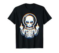 Funny Astronaut Alien Flipping Middle Finger Camiseta