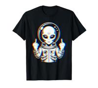 Funny Astronaut Alien Flipping Middle Finger Camiseta