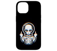 Funny Astronaut Alien Flipping Middle Finger Carcasa para iPhone 14