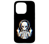 Funny Astronaut Alien Flipping Middle Finger Carcasa para iPhone 15 Pro
