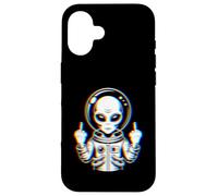 Funny Astronaut Alien Flipping Middle Finger Carcasa para iPhone 16